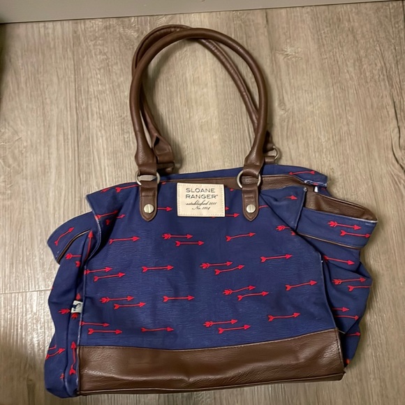 Sloane ranger navy bag with red arrows - Picture 1 of 6